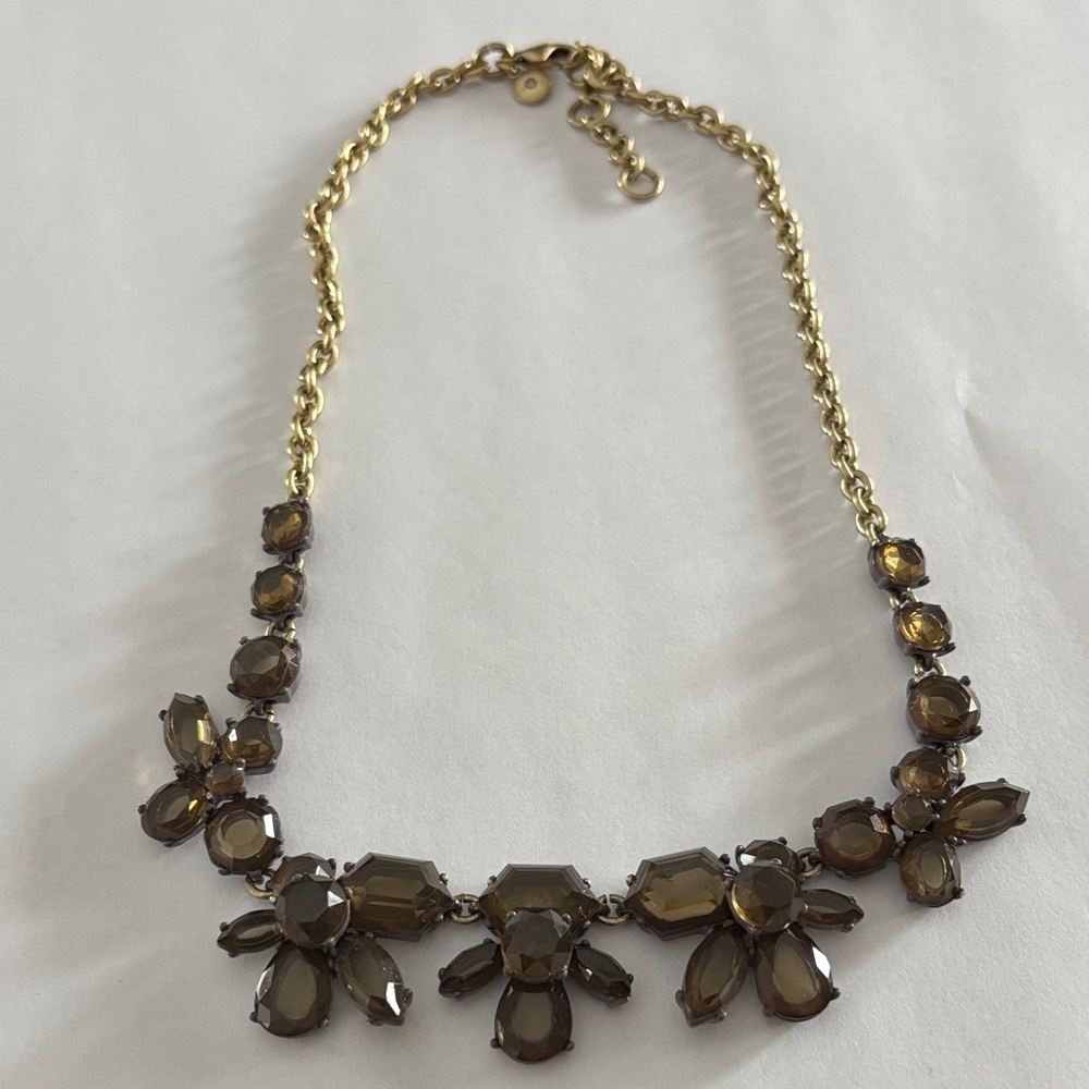 J. Crew Gold Chain Necklace with Brown Accents